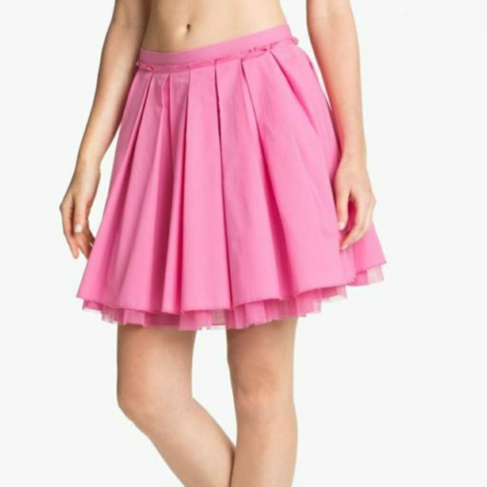 Pink Pleated Mini Skirt